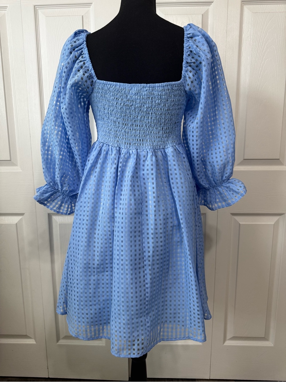 Entro Blue Gingham Babydoll Dress Size S - Picture 4 of 6